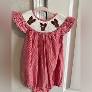 Shop Teeta Red Gingham jumper with Reindeer Embroidery